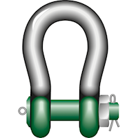 P-6031 Green Pin Bow Shackle With Safety Bolt Product Illustration P-6031 Green Pin Bow Shackle With Safety Bolt Product Illustration
